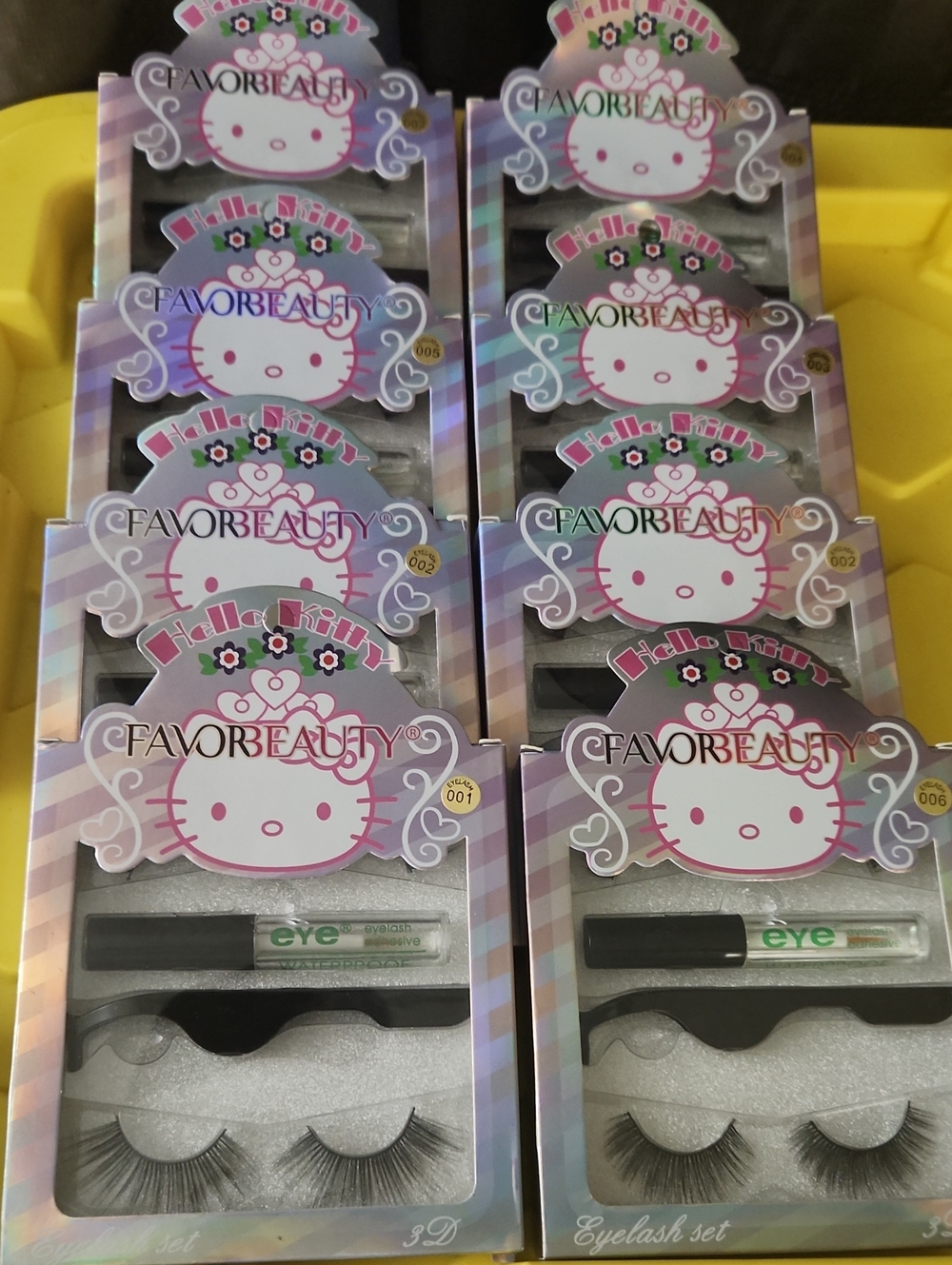 Bundle Of 8 Hello Kitty Black False Eyelash Set with Adhesive